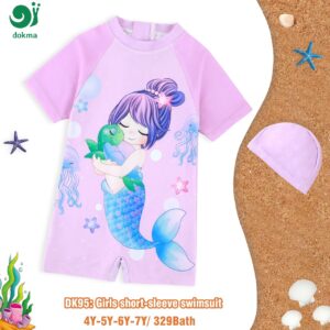 DK95 - ชุดว่ายน้ำเด็กหญิง แขนสั้น (4/5/6/7Y)