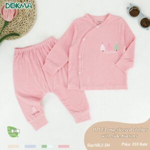 DT14 - ชุดเสื้อกระดุมป้ายแขนยาว-โมดาล (NB,1-3M)