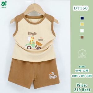 DT160 - ชุดเสื้อกล้าม กางเกงขาสั้น-คอตตอน (9-12, 12-18, 18-24, 24-36M)