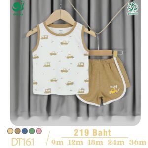 DT161 - ชุดเสื้อกล้าม กางเกงขาสั้น-ใยไผ่(6-9, 9-12, 12-18, 18-24, 24-36M)