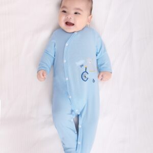 DT20 - ชุดบอดี้สูทแขนยาวกระดุมป้าย-ใยไผ่ (1-3, 3-6M)