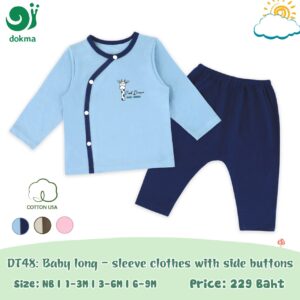 DT48 - ชุดเสื้อป้ายแขนยาว- ใยไผ่ (NB/1-3/3-6/6-9M)